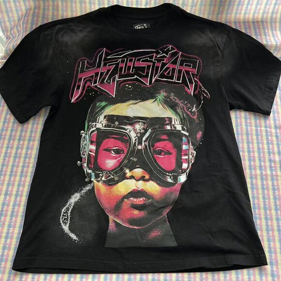 Hellstar The Future Pink Swimming Goggles T Shirt Black Pink